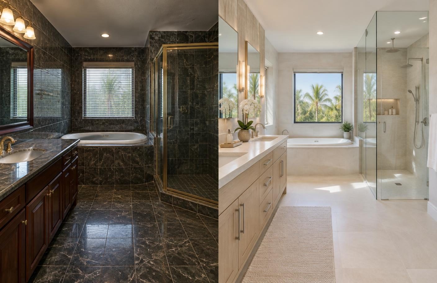 Before and after Primary Bathroom · Parkland · 4 weeks