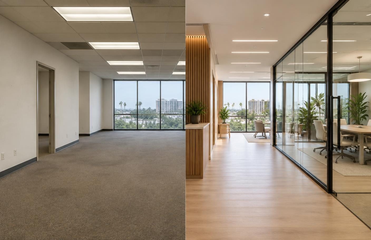 Before and after Office Build-Out · Delray Beach · 6 weeks